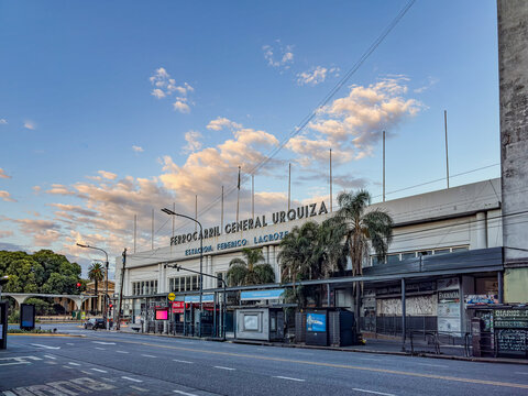 Federico Lacroze terminal station during sunrise in Buenos Aires