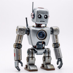 manga, toy robot, melancholic over white background