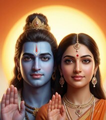 Fototapeta premium Sita Ram Close Up Divine Glow Portrait