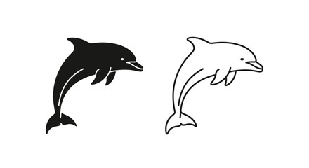 Obraz premium Dolphin illustration: black and white vector art for design and print Vector