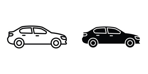 Fototapeta premium Car side view icon set different style collection for web Ui. EPS10