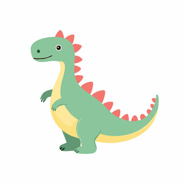 Dessin cartoon de dinosaure mignon et color&eacute; pour illustration enfantine