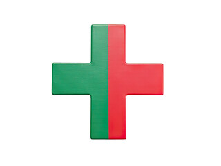 Fototapeta premium A simple white background with two crossed flags in red and green