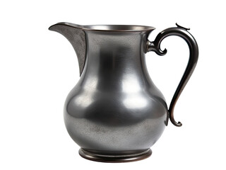 A metal pitcher with a handle on a white background, perfect for everyday use