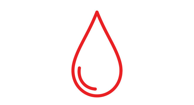 Red drop shape symbol icon simple.