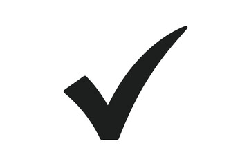 Check mark icon in black, simple approval and verification symbol, isolated on white background for UI, web and print use featuring checkmark, tick, yes with approved and accepted elements for