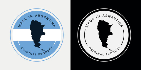 Made in Argentina with a map label design for product packaging and an authentic product label.
