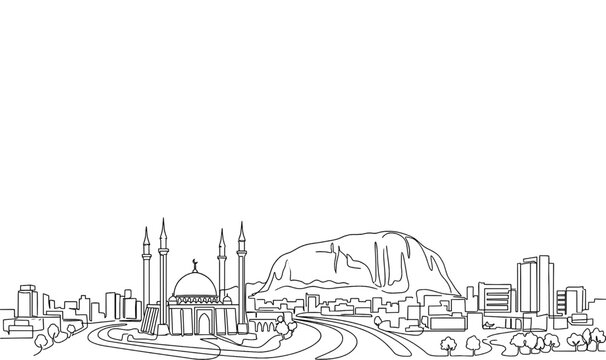 Abuja Nigeria City Skyline Monoline Vector Background