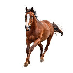Obraz premium Brown Horse Running Fast Isolated on White Background
