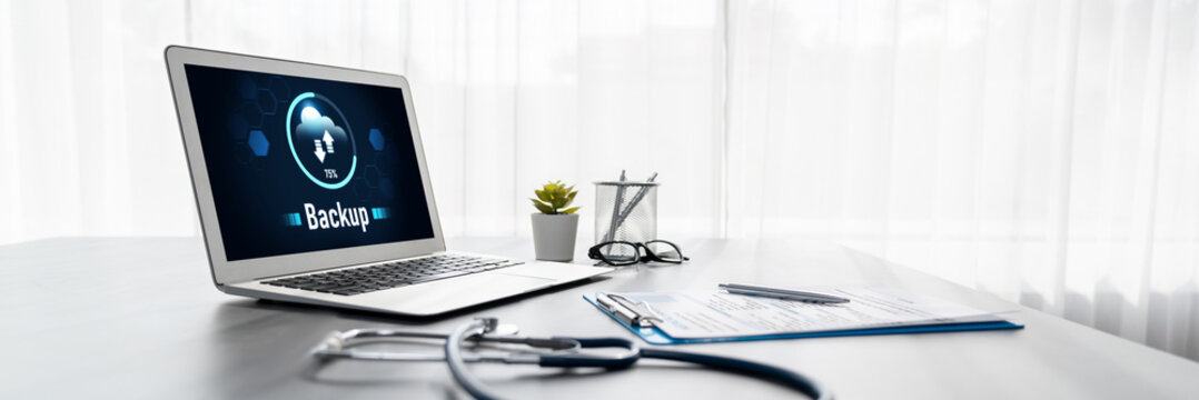 Backup Storage Data Internet Technology Business concept. Database storage cloud technology file data transfer sharing, cyber, big data information, internet banking application download upload brisk