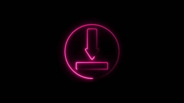 Download button icon ,arrow symbol elements of web in neon style icons, Its sleek design conveys direction and descent, symbolizing downward movement, choice, and the flow of information.