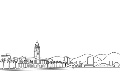 Fototapeta premium Suva Fiji City Skyline Monoline Vector Background