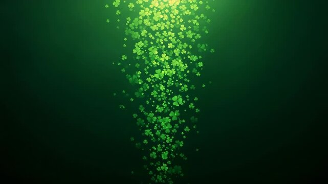A cascade of shamrocks on a dark green background, perfect for St Patrick's