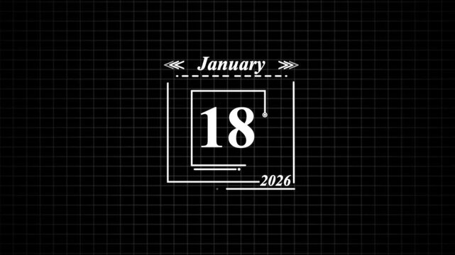 January 18th 2026 date display with grid background. Highlighting date Very important date on the calendar.