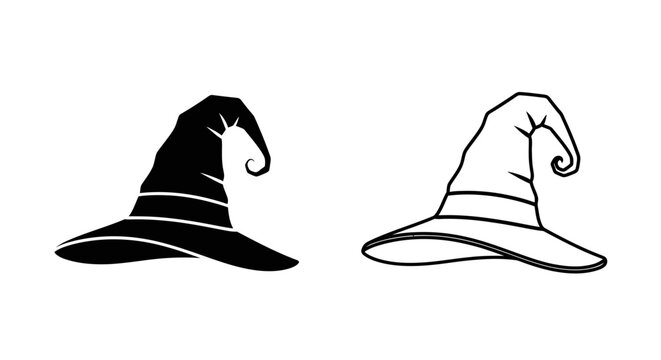 Witch hat and wizard hat illustration for halloween and fantasy design Vector