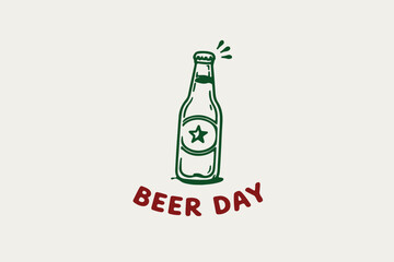 Hand-Drawn Beer Bottle for Beer Day Celebration
