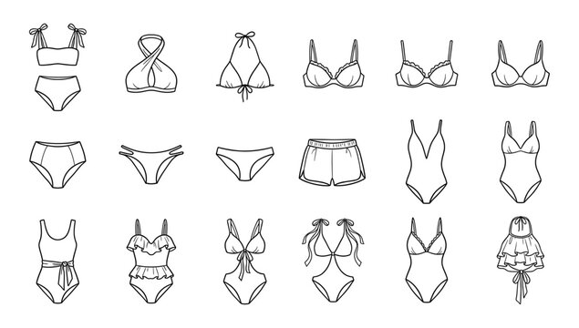 Women swimwear and bikini line art collection