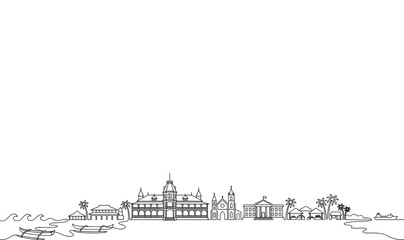 London UK City Skyline Monoline Vector Background