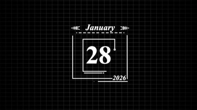 January 28th Date Display with Grid Background calendar. Highlighting date Very important date on the calendar.