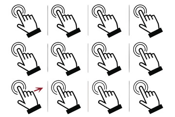 Pixel Mouse Cursor Icon Set &ndash; Arrow and Hand Pointer in 8 Bit Retro Style