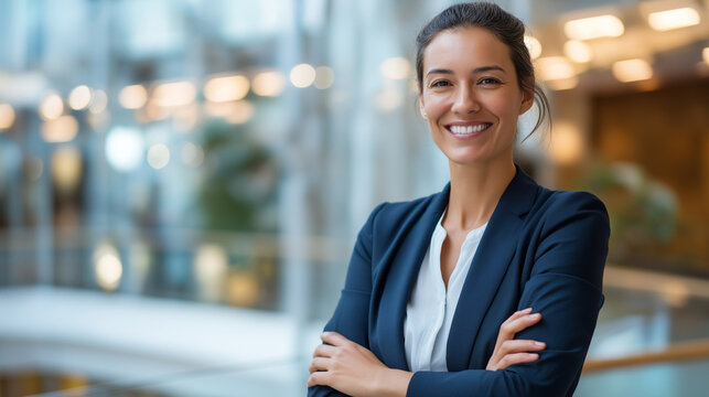 Confident faceless woman in professional attire standing in corporate office business professional executive presence workplace confidence professional success corporate