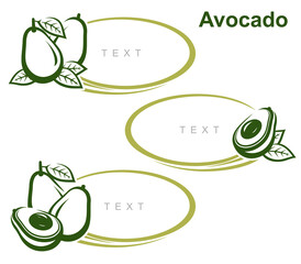 Avocado label and icon set. Collection icons avocado. Vector