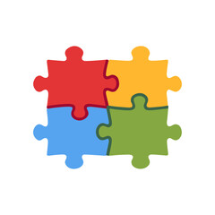 Fototapeta premium colorful puzzle pieces, children’s toy, educational game, colorful vector flat style illustration