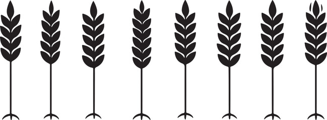  Wheat and Grain Ear Silhouette Icons Set © MOBAROK