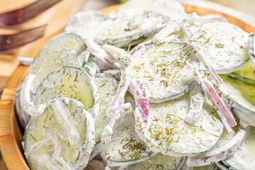 Creamy cucumber salad, a healthy and refreshing side dish