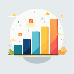 Obraz premium Vibrant bar chart illustration showcasing business growth, financial statistics, and performance analysis, perfect for visualizing market trends, data success, and clear progress