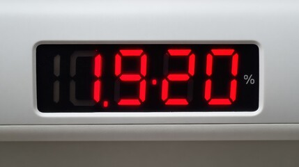 Close-up View of a Digital Blood Pressure Monitor Showing a High Reading of 190120 in Sharp Red Numbers Against a White Medical Background