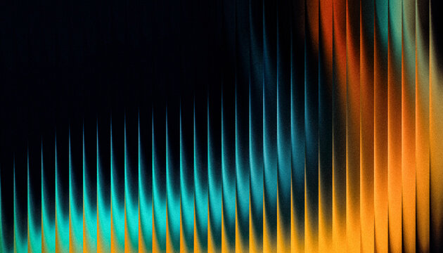 Grainy ribbed abstract colorful gradient pattern with sharp lines and vibrant hues creating a dynamic visual effect on a dark textured background