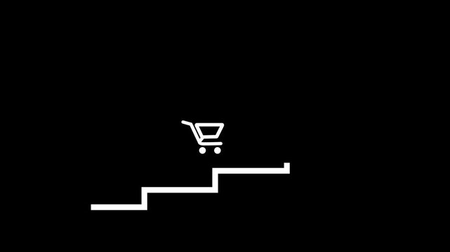 Logistics cost increase impacts e commerce growth with shopping cart icons and upward arrow digital tablet showing business growth.4k video.