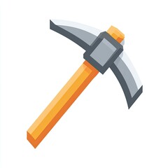 Naklejka premium Isometric view of a pickaxe, featuring a wooden handle and gray metal head