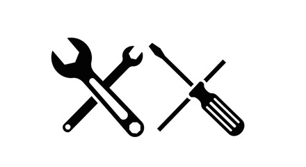 Naklejka premium Wrench and screwdriver crossed tools.
