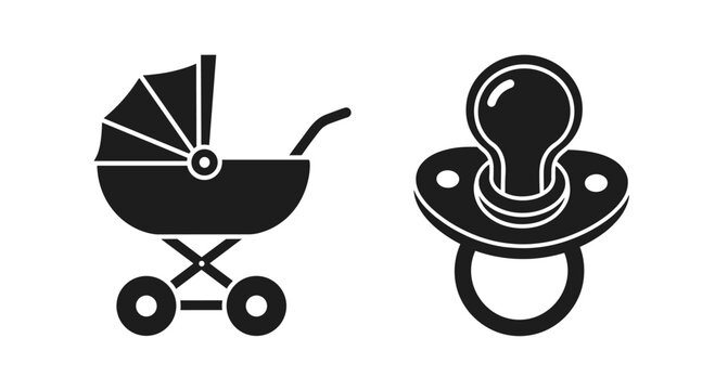 Baby Stroller and Pacifier Objects.