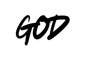 God Hand Written Word in Bold Black Brush Stroke Typography Artistic Christian Religious Design