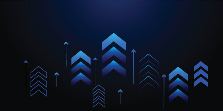 business finance arrow growth global technology background. graph stock market trading investment. trend profit income.