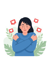 Self Love Woman Illustration &ndash; Mental Health and Self Care Concept Vector Art