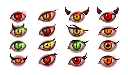 Naklejka premium Cartoon Eyes with Various Expressions and Colors.