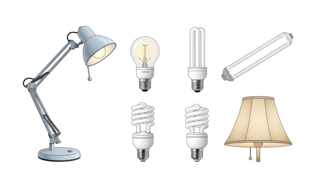 Variety of Light Bulbs and Lamps.