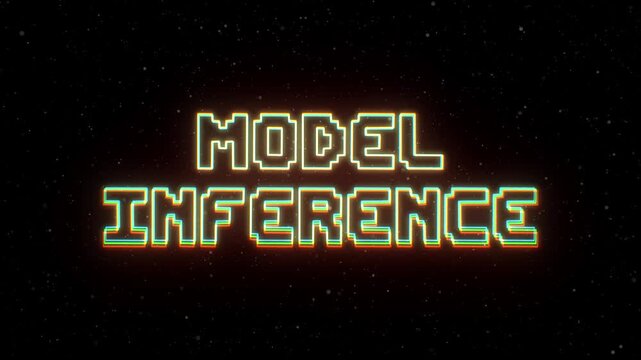 Model Inference Neon text with retro style