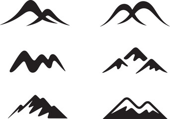 Obraz premium Minimalist wave style mountain silhouettes vector for creative branding organic nature products and clean landscape graphics