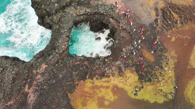 La Roche Qui Pleure, Mauritius. Drone point of view on a cloudy day