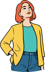 Elegant Woman Looking Upward with Hope and Determination.