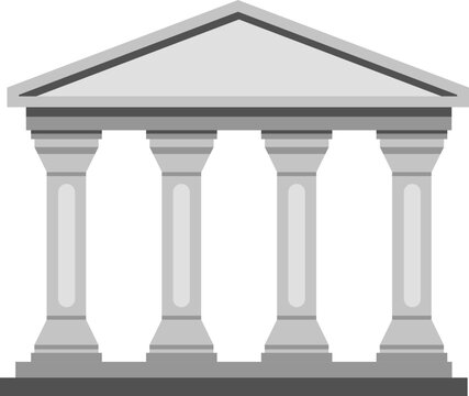 Classical greek temple with four stone columns.