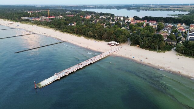 Baltic Sea coast drone view Niechorze summer 08
