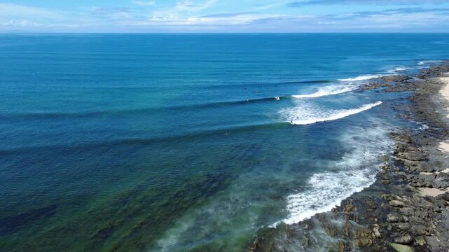 Aerial Drone View of Jeffreys Bay South Africa &ndash; Surf Beach and Scenic Coastline