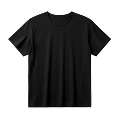 A black t-shirt on a white background isolated on transparent background, PNG