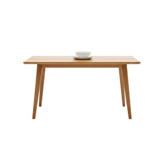 Fototapeta premium Modern wooden table with white bowl on top